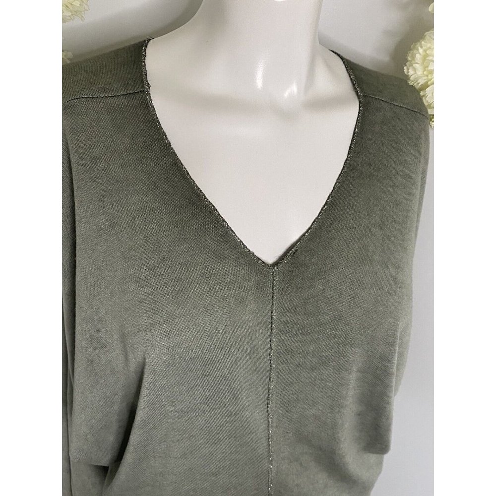 Free For Humanity Size Small Lightweight Sweater Top Metallic Trim Long Sleeves - Picture 3 of 16